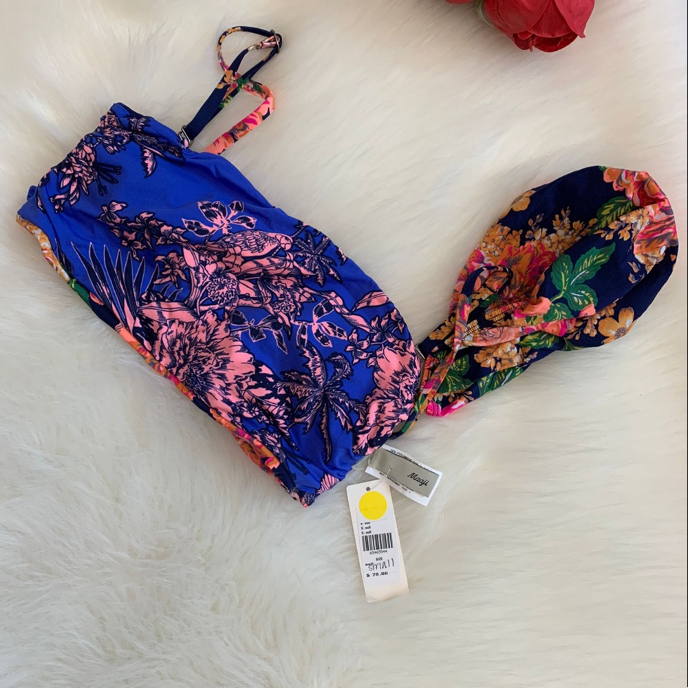 LAST CALL Anthropologie maaji floral reversible sweetheart bikini top & bottoms - Picture 14 of 15